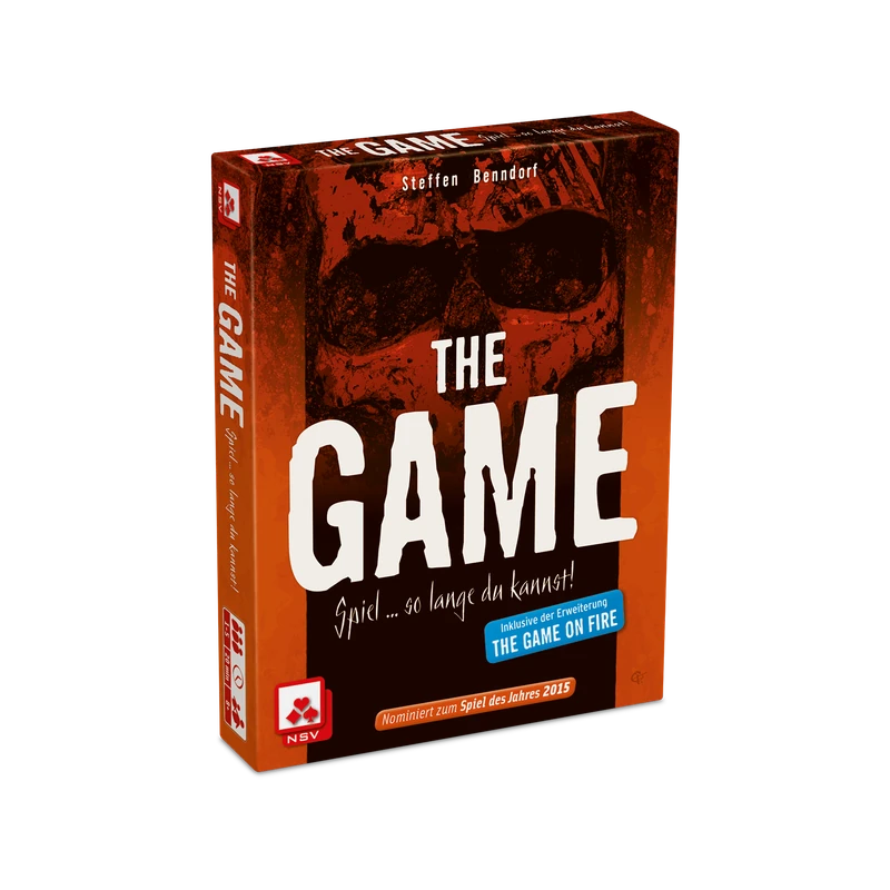 Deutsche Originalschachtel von The Game mit sichtbarem On-Fire-Zusatz